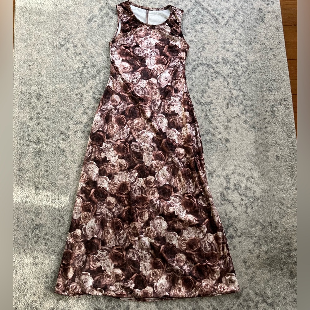 1990s Velvet Roses Dress